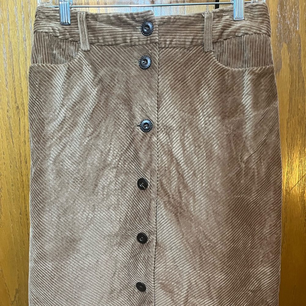 Kookai Tan Button Front Corduroy Skirt